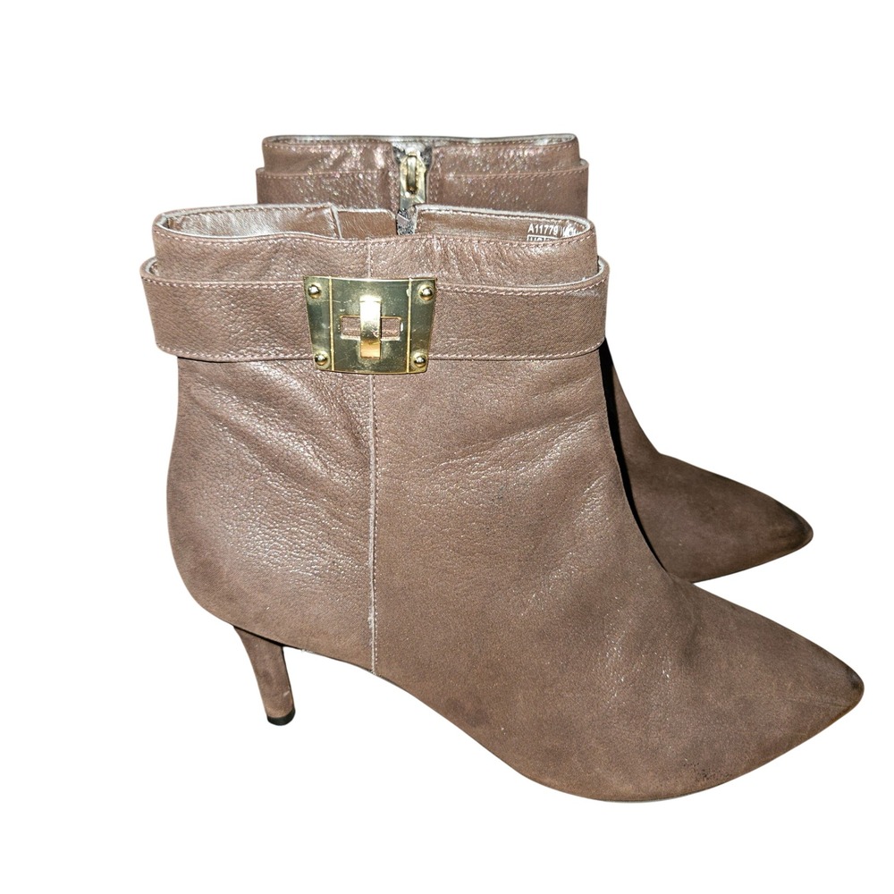 Rockport Seven to 7 Brown Leather Pointed Toe Kitten Heel Ankle Boots Women 8.5M